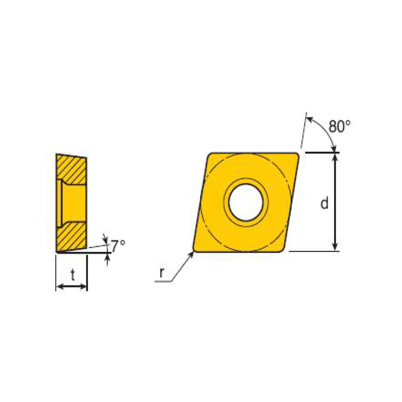  POSITIEF7° ACHTERHOEK RHOMBIC inzetstuk